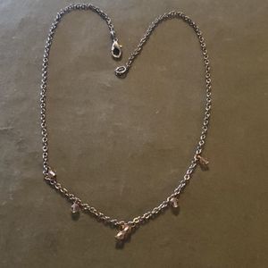 Silver chain with brown crystals